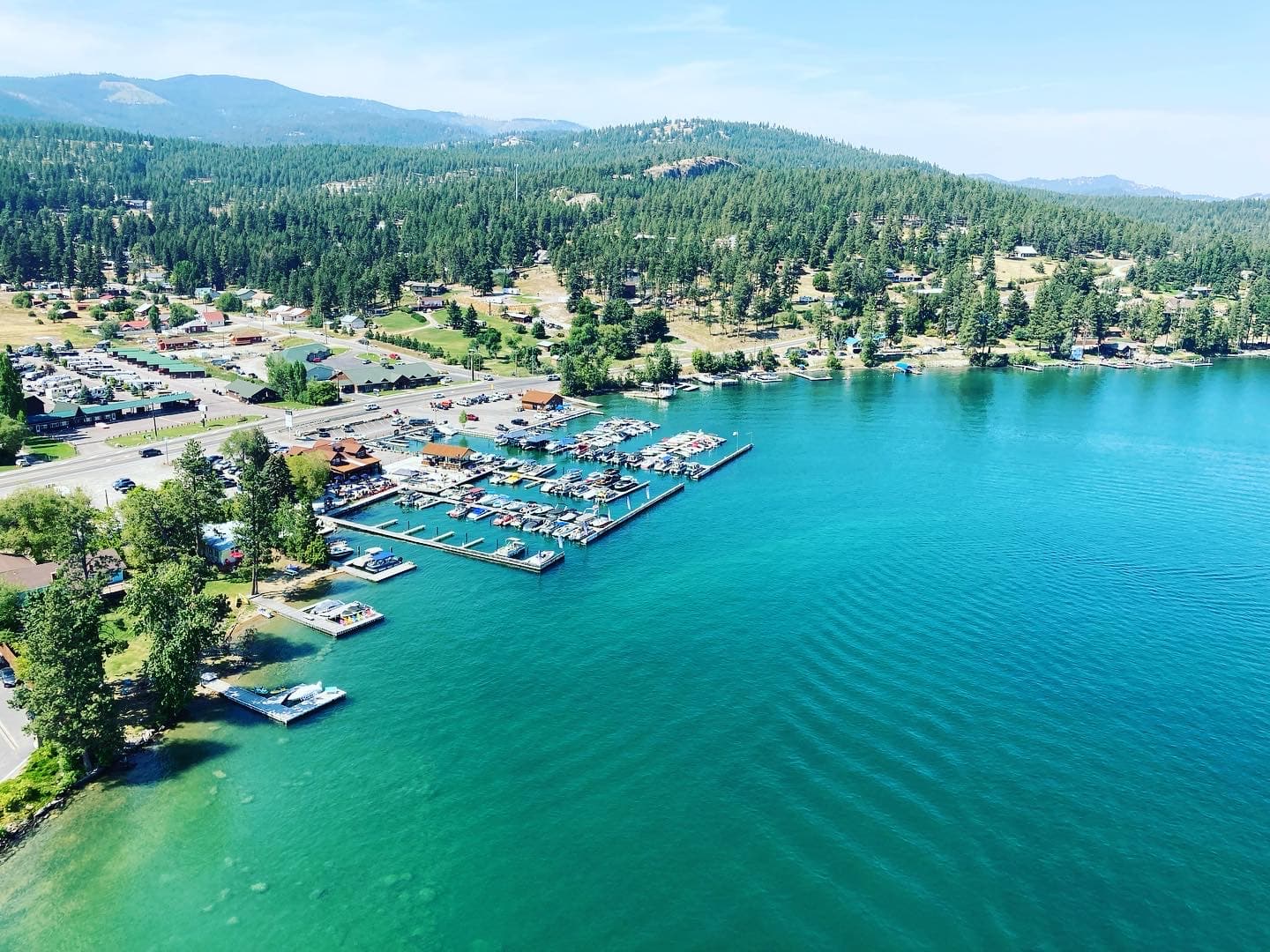 Aerial view of Flathead Harbor Marina